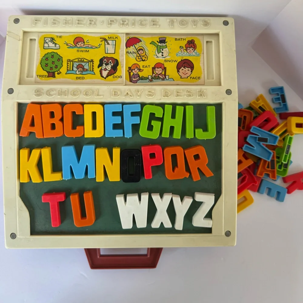 Vintage 1972 collectible Fisher-Price School Days Desk Toy  Multicolor Letters
